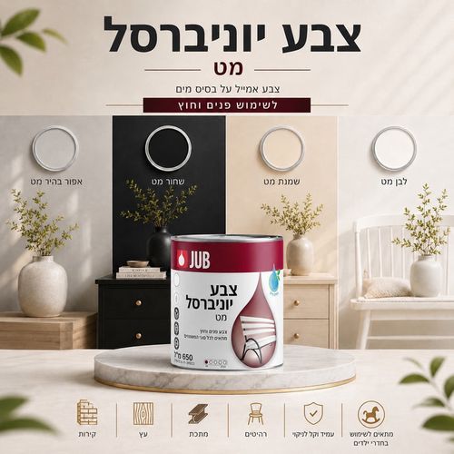צבע יוניברסל לעץ ולמתכת על בסיס מים JUBIN Decor Universal – ‏650 מ״ל
