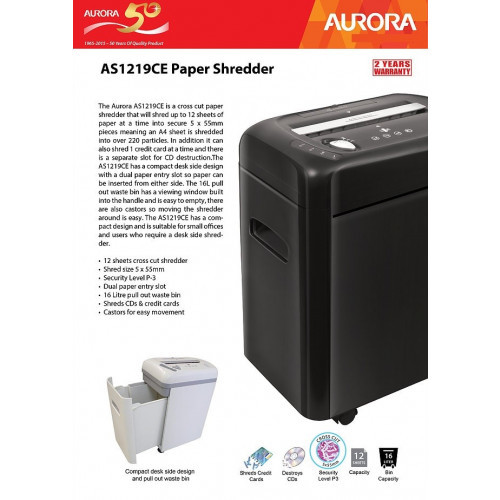 מגרסת נייר Aurora AS1219CE