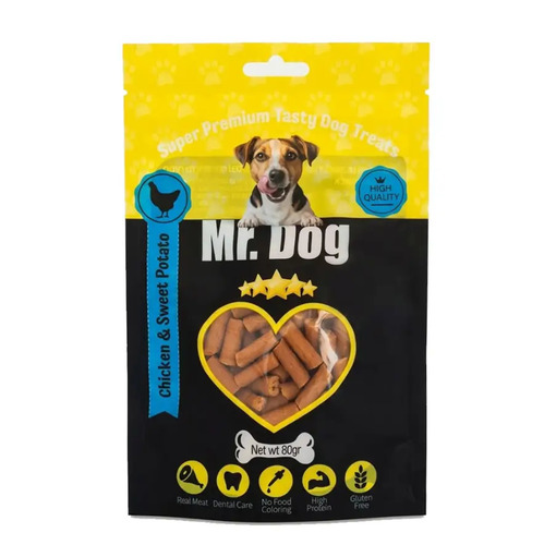 Mr Dog חטיף מקלות עוף ובטטה 80 גרם