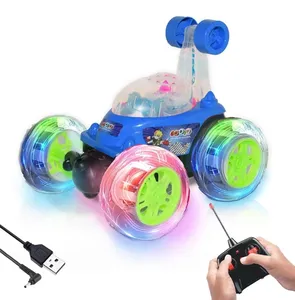מכונית פעלולים נטענת Stunt Car עם שלט ואורות דיסקו (מגוון צבעים)