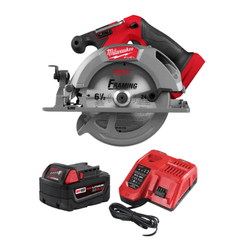 סט מסור עגול מילווקי Milwaukee M18 FUEL 6.5 אינץ׳ ONE-KEY כולל סוללת 5Ah ומטען