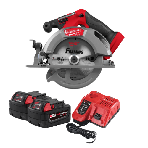 מסור עגול מילווקי Milwaukee M18 FUEL 6.5 אינץ׳ ONE-KEY כולל 2 סוללות 5Ah ומטען