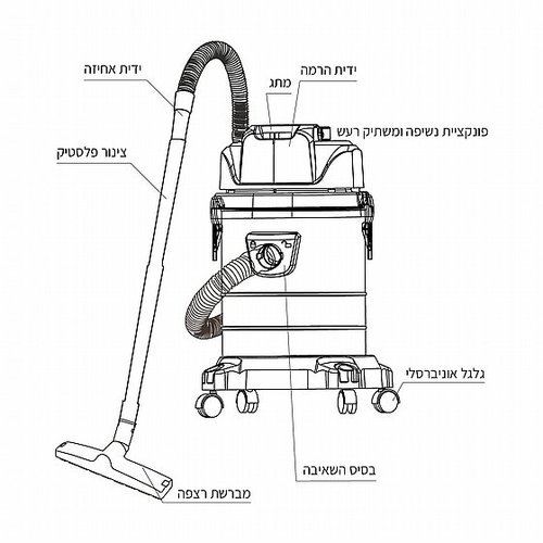 שואב אבק תעשייתי יבש/רטוב 25 ליטר KASCO K-SA25L