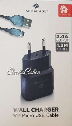 מטען MICRO USB לקיר 2.4A MIRACASE MWCS240