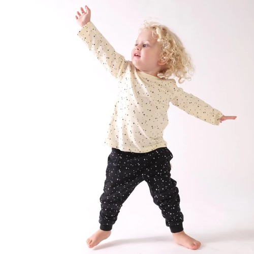 חולצה ארוכה 6 חוד'-2 שנים- שמנת כוכבים קטנים 