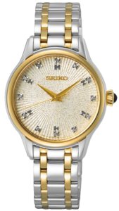 SEIKO SRZ550P1 29.5MM נשים משובץ 12 יהלומים זכוכית ספיר