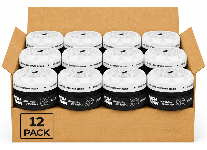 דיל! 12 יחידת ווקס סביידר לעיצוב שיער NISHMAN S5 Keratin White בניחוח קוקוס – 150 מ״ל