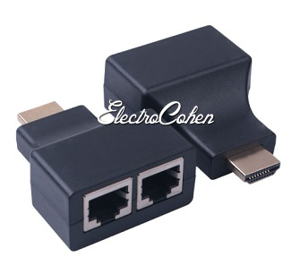 מפצל רשת 2 נקבות RJ45 לHDMI זכר
