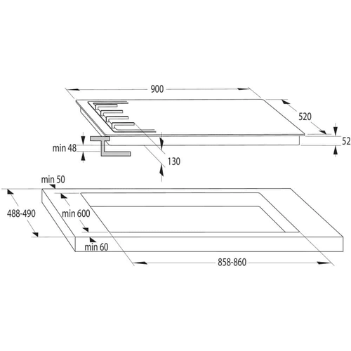 ‏⁧כיריים גז 5 להבות ⁦Gorenje⁩ גורנייה ⁦HYGW9C51X⁩⁩‏