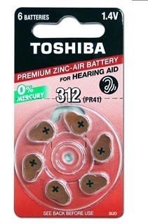 מארז 6 סוללות למכשיר שמיעה TOSHIBA 312