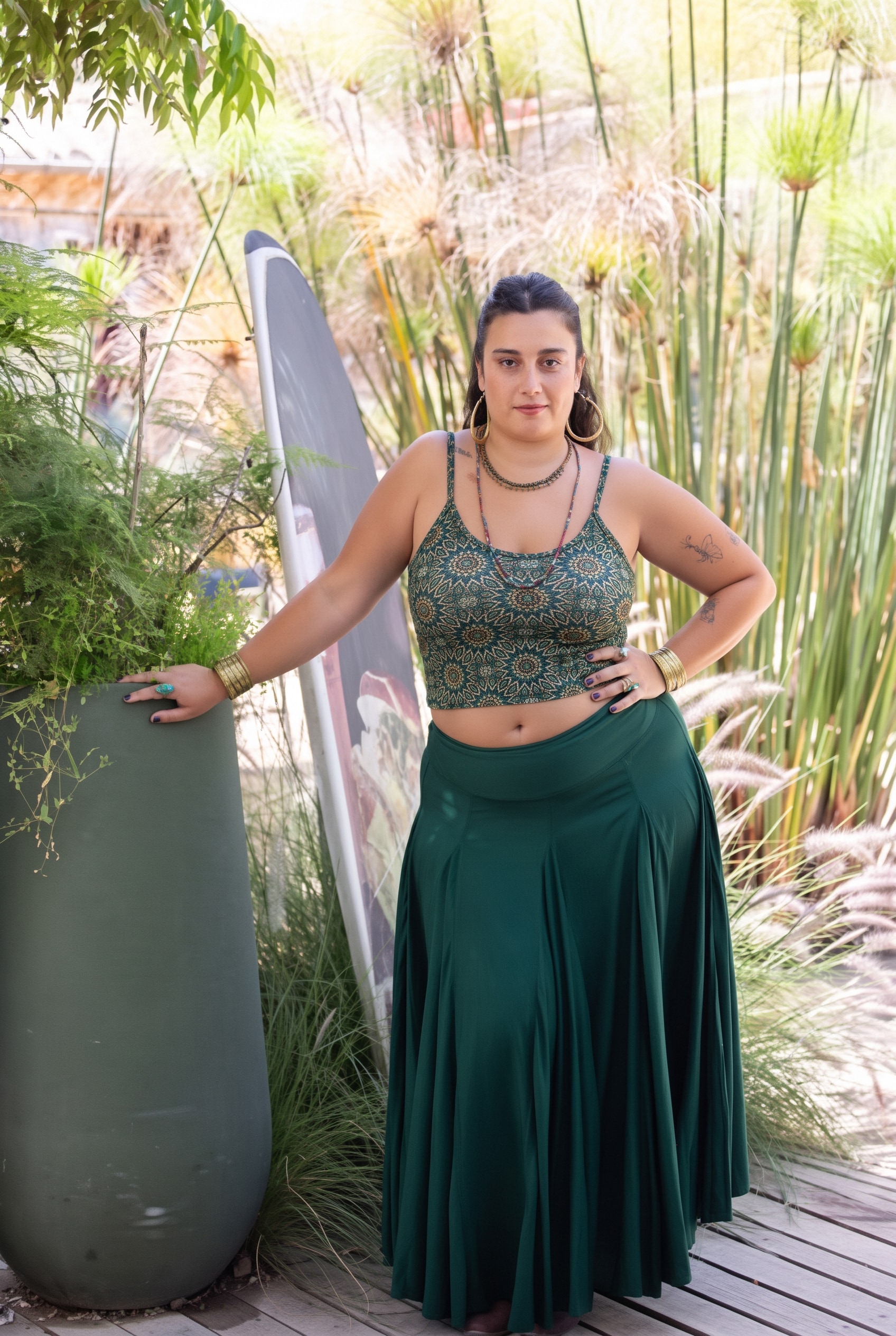גופיה בטן ספגטי מודפס plus size