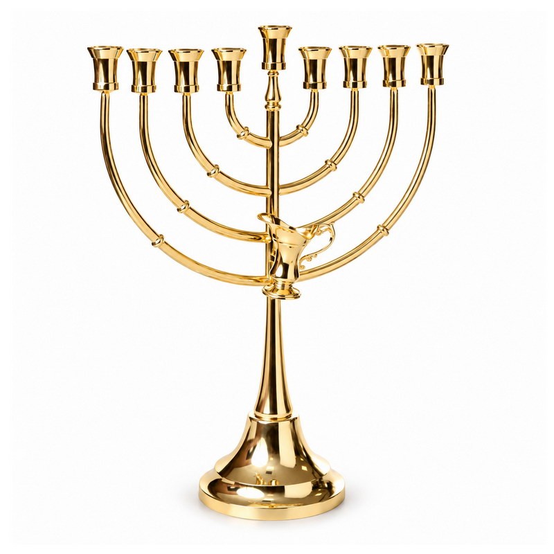 חנוכיית "כד השמן" מעוצבת בגוון זהב