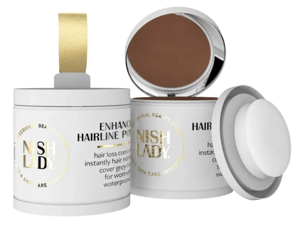 אבקת כיסוי לשיער NISHMAN Hair Concealer Powder Medium Brown 10g – לכיסוי שיער לבן ושורשים