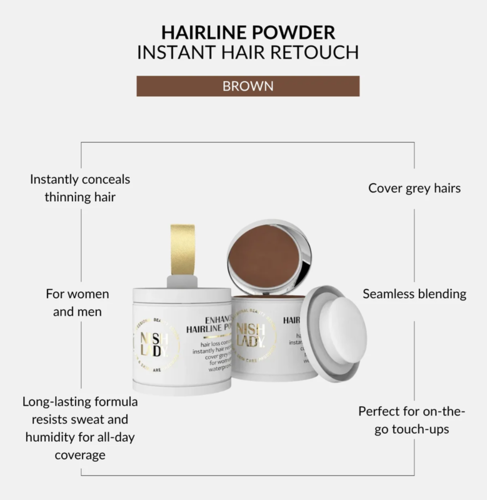 אבקת כיסוי לשיער NISHMAN Hair Concealer Powder Medium Brown 10g – לכיסוי שיער לבן ושורשים