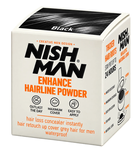 אבקת כיסוי לשיער NISHMAN Hair Concealer Powder Black 10g – לכיסוי שיער לבן ושורשים