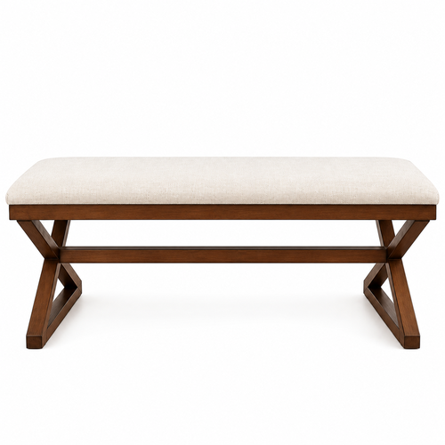 ספסל עץ מלא בריפוד פשתן | גוון כהה |  Nordic X Walnut 