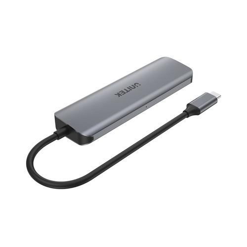  H1107F - מתאם USB-C מידע, קורא כרטיסים ותצוגה - 6 ב-1 UNITEK