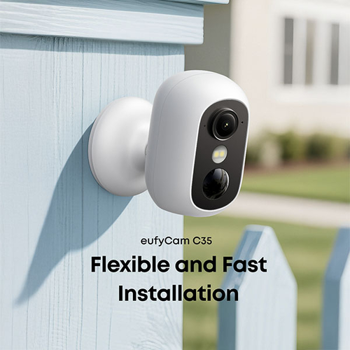 ‏⁧מצלמת אבטחת חוץ חכמה ⁦eufy Security Cam C35 FHD⁩ בצבע לבן⁩‏
