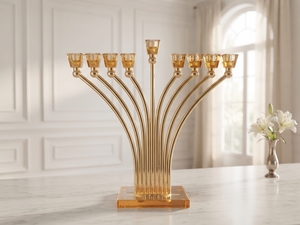 חנוכיה מתכת שילוב קריסטל 