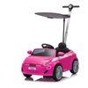 בימבה דחיפה בדמות FIAT 500 עם ידית להורה, דלתות נפתחות, גגון וצלילי צופר - ורוד 
