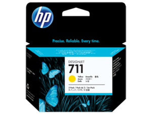 דיו צהוב מקורי HP CZ136A 711 מכיל 3 יחידות (29 מ"ל ליח