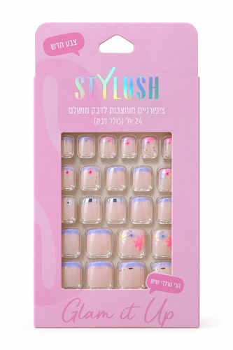 24 ציפורניים מעוצבות כולל דבק (מגוון דגמים)