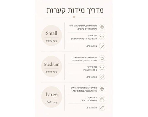 מדריך מידות קערות MISU
