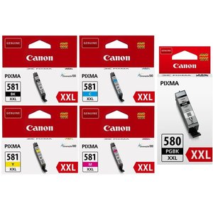 סט ראשי דיו מקוריים CANON PGI580XXLBK + CLI581XXL