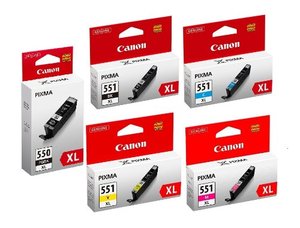 סט ראשי דיו מקוריים Canon PGI-550BKXL + CLI-551XL