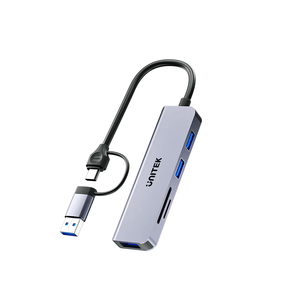  H1320AGY01 - מפצל בחיבור USB-C עם מתאם מובנה UNITEK USB-A 