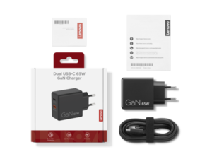 מטען מטען קיר Lenovo Dual USB-C 65W GaN G0A6065WEU – צבע לבן 