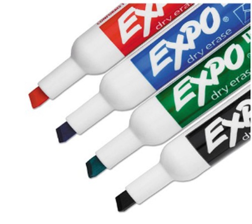מארז 4 יח' טוש EXPO ללוח מחיק ראש קטום 
