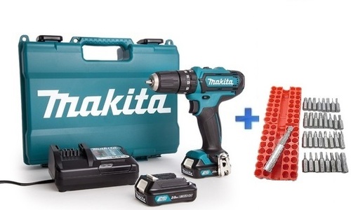 מברגה/מקדחה רוטטת 12V כולל 2 סוללות ומטען+סט 32 אביזרים