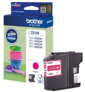 ראש דיו אדום מקורי Brother LC221M (260 דפים)