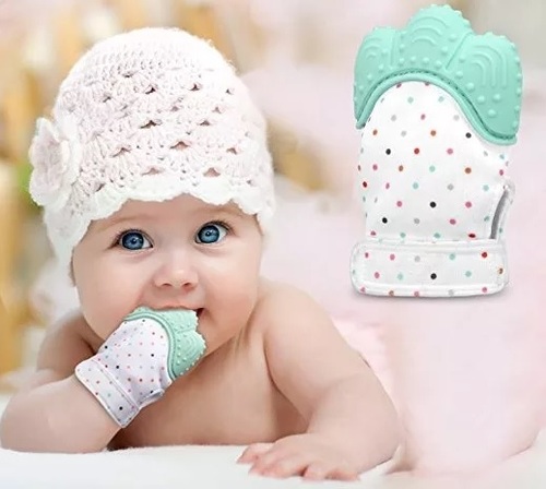 כפפת נשכן עם בד מרשרש לתינוק - תכלת