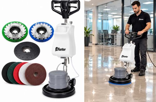 מכונת פוליש 17'' מקצועית 1200W + מברשות + סקוש 103500-005 HUNTER