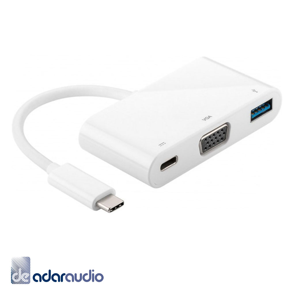 מתאם USB C ל-VGA + USB3.0 AF + USB CF