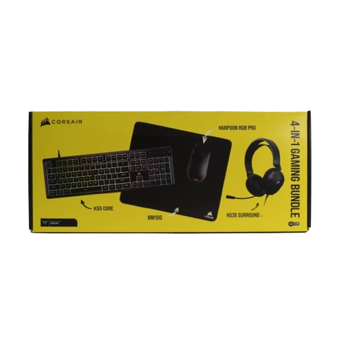 סט גיימינג Corsair 4-in-1 / K55 CORE RGB / HS35 Surround V2 / HARPOON RGB PRO / MM100 / 90904-111-01