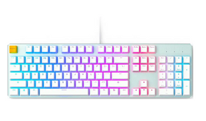 מקלדת גיימינג מכאנית Glorious GMMK Full Size 100% White Ice / Gateron Brown / RGB / 850005352310