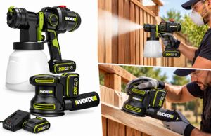 מרסס צבע נטען 20V WORX Brussels + מלטשת נטענת 5