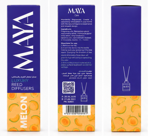 מפיץ ריח יוקרתי עם מקלות MAYA בניחוח מלון MELON – ‏110 מ״ל