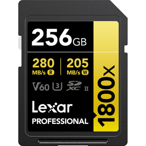 כרטיס זיכרון Lexar 256GB Professional 1800x UHS-II SDXC