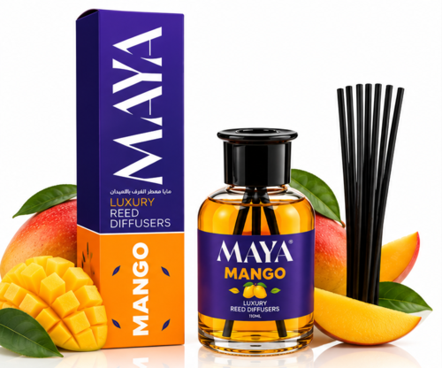 מפיץ ריח יוקרתי עם מקלות MAYA בניחוח מנגו – 110 מ״ל