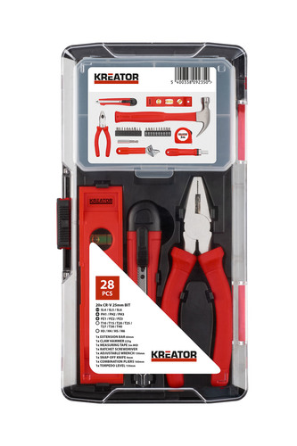מיקס כלי עבודה 28 חלקים  KRT951014, MIXED TOOL SET 28PCS, ברקוד 5400338092350