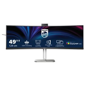 מסך מחשב קעור מקצועי עם מצלמה Philips Evnia Dual QHD 49