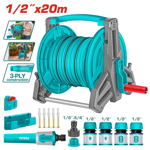 סט גלגלת צינור לגינה 20 מ׳ 1/2