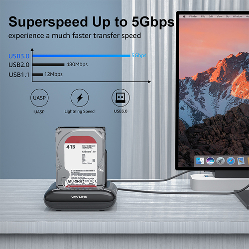 תחנת עגינה לכוננים קשיחים Wavlink WL-ST341UA – USB 3.0 / SATA I/II/III / Offline Clone
