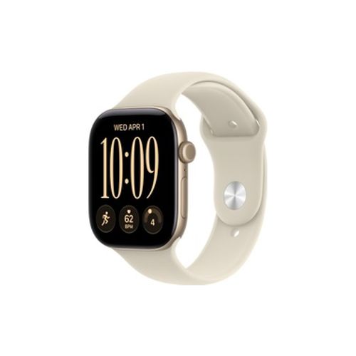 Apple Watch Series 12 GPS 46mm Light Gold Aluminium Case with Sand Sport Band - S/M שעון