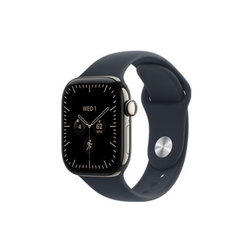 Apple Watch Series 12 GPS + Cellular 42mm Natural Titanium Case with Navy Blue Sport Band - S/M שעון