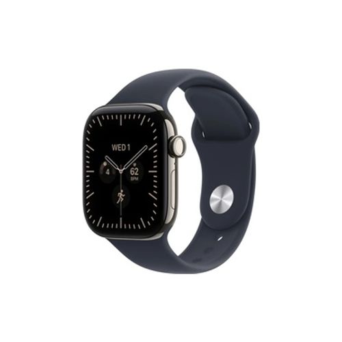 Apple Watch Series 12 GPS + Cellular 42mm Natural Titanium Case with Navy Blue Sport Band - M/L שעון